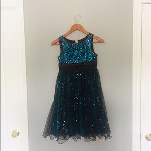 Blue and Brown Sequinned Dress